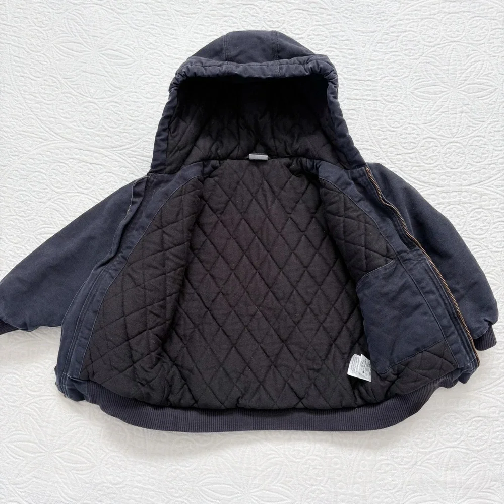 Carhartt Boys' Duck Canvas Active Jacket with Quilted Lining, Black (Sz S / 7-8)